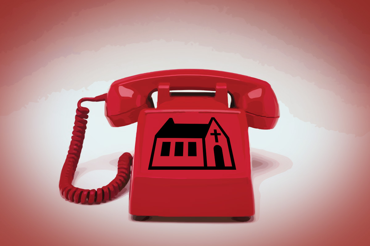 red-church-phone
